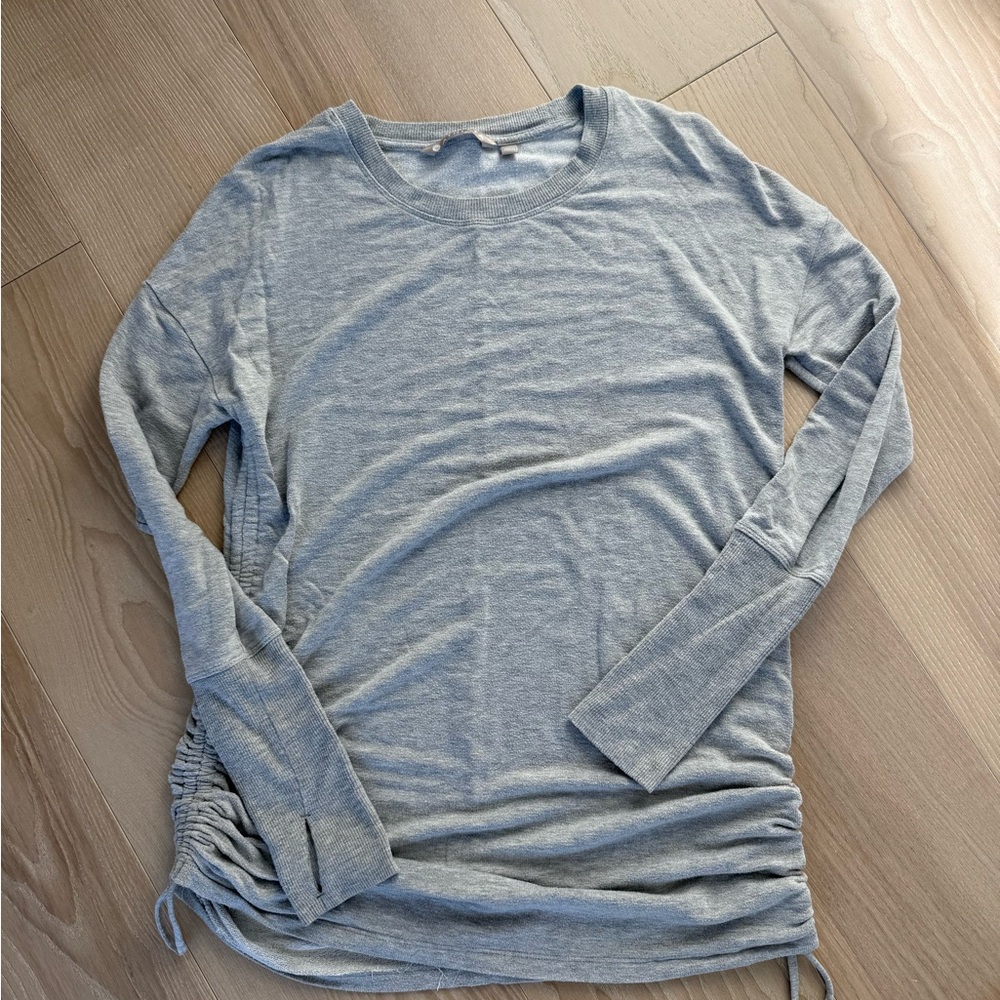 Athleta Light Gray Ruched Sweatshirt